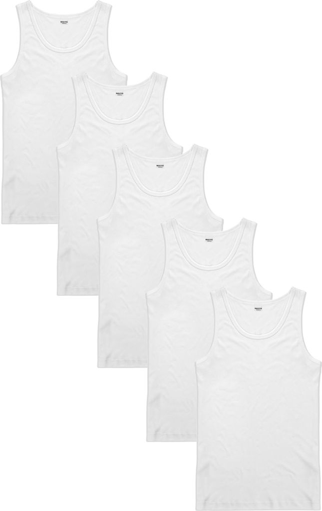 BASIC MAX Ärmelloses Trägerhemd 5er Pack Weiß S Maxte