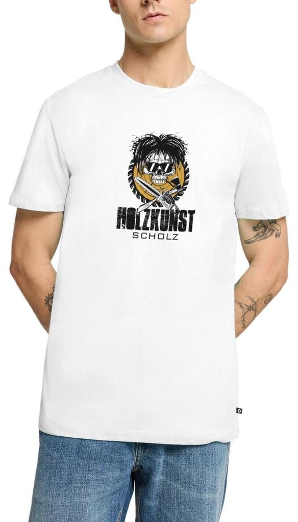 Spreadshirt Holzkunst Scholz Merch Totenkopf Und Mehr Männer Premium T-Shirt, XS, Weiß