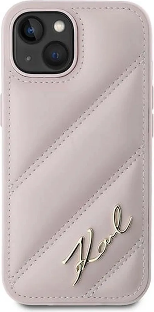 Cover Karl Lagerfeld iPhone 15/14/13 Rosa Quilted Script - Testata