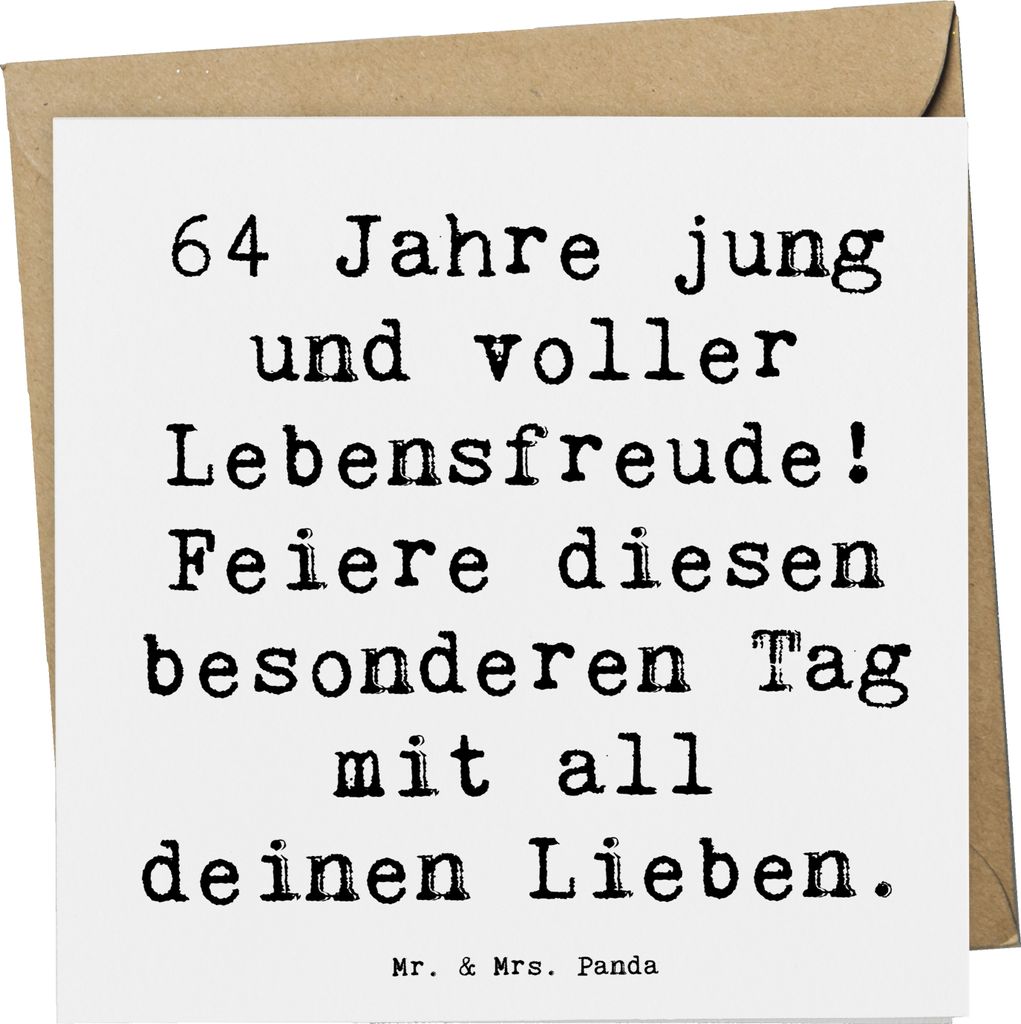 Mr. & Mrs. Panda Glückwunschkarte Spruch 64. Geburtstag Freude - Weiß - Geschenk, anlasskarte, am Leben, Grußkarte, Happy Birthday, Meilenstein,...