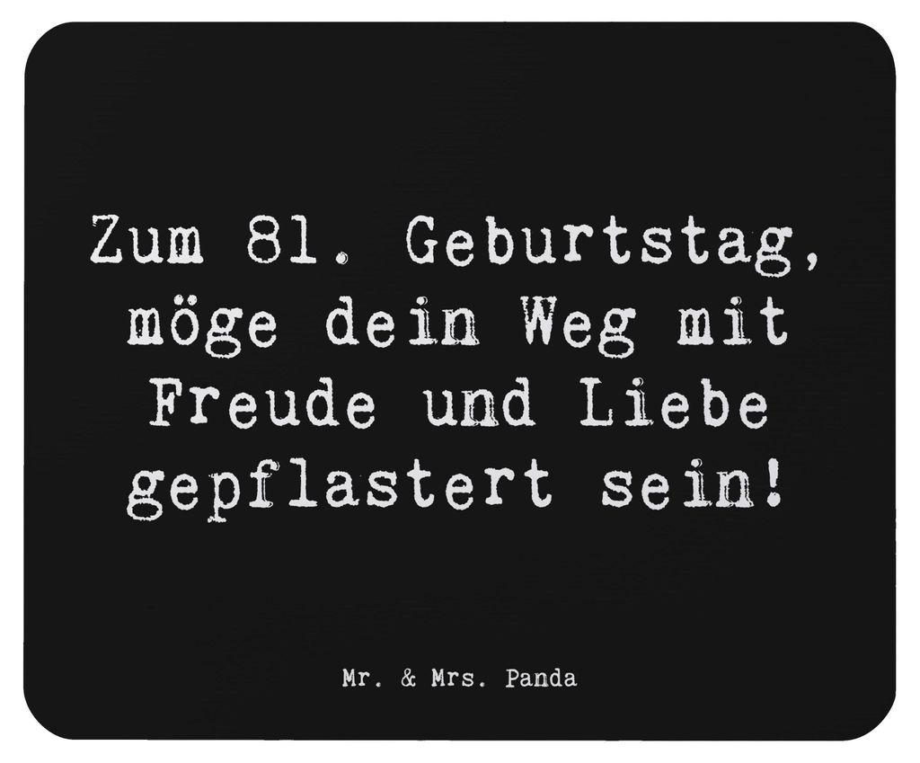 Mr. & Mrs. Panda Mouse Pad Spruch 81. Geburtstag - Schwarz - Geschenk, unvergesslich, handgefertigt, Geburtstagsfeier, mousematte, computer mousepa...