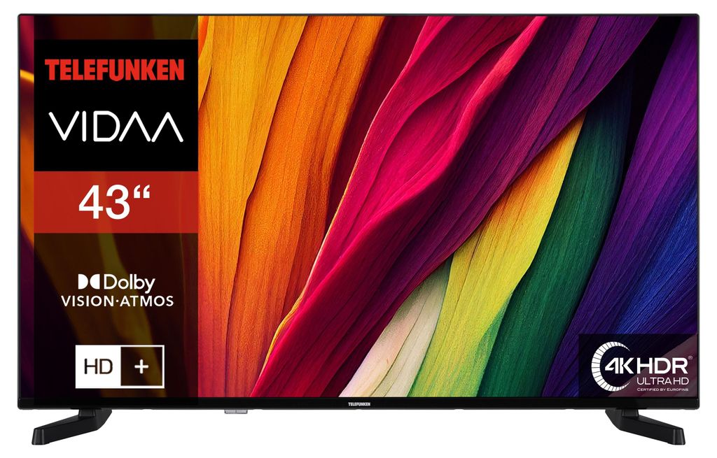 Telefunken D43U790B2CW Fernseher 43 Zoll Smart TV VIDAA 4K Produktbild 