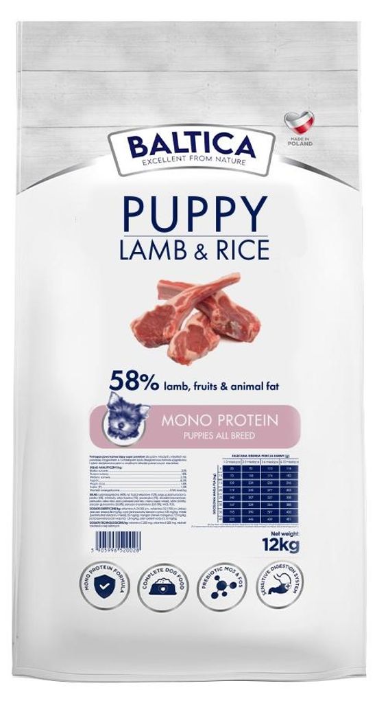 Baltica Puppy Jagnięcina z Ryżem 12kg Monoproteinowa Sucha Zdjęcie produktu 