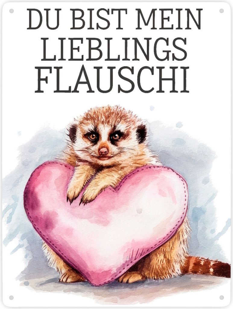 Erdmännchen Lieblings Flauschi Metallschild XXL in 28x38 cm