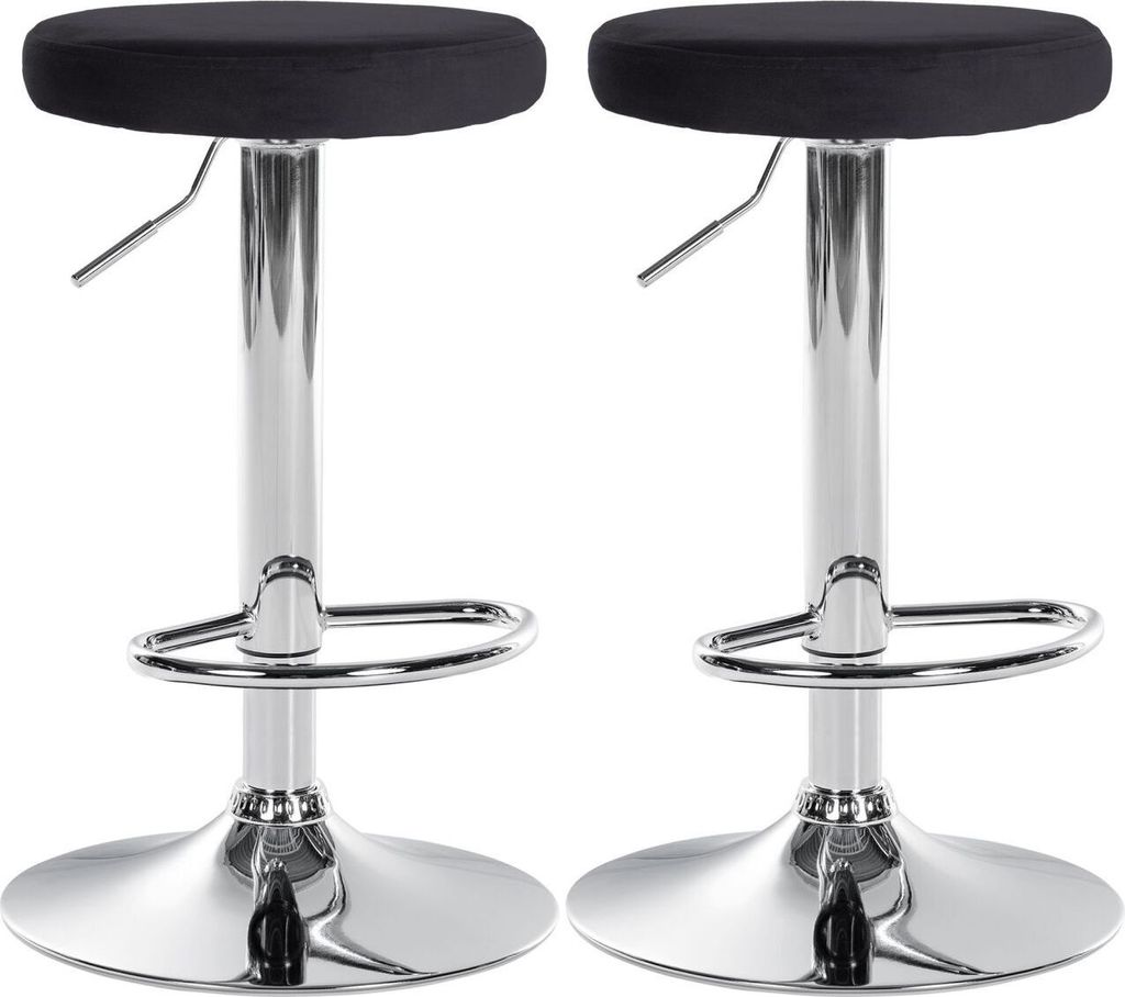 2er Set Barhocker Ponte Samt chrom schwarz Produktbild 