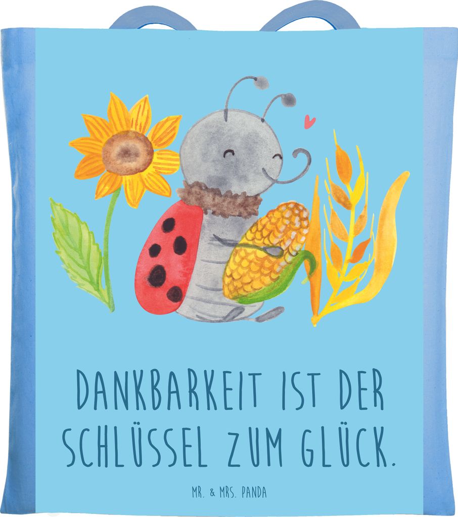 Mr. & Mrs. Panda Tote Bag Erntedankfest Dankbarkeit - Sky Blue - Geschenk, Schultasche, Feiertag, Wertschätzung, Freude, Tasche, Büchertasche, Ei...