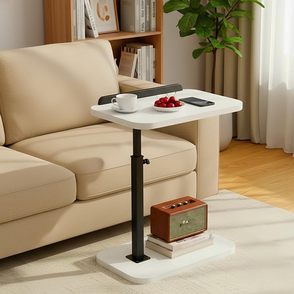 C-förmiger Tisch, höhenverstellbarer Laptoptisch für Sofa, Bett oder Leseecke, C-förmiger Beistelltisch, um 360° drehbares TV-Tablett, Couchti...