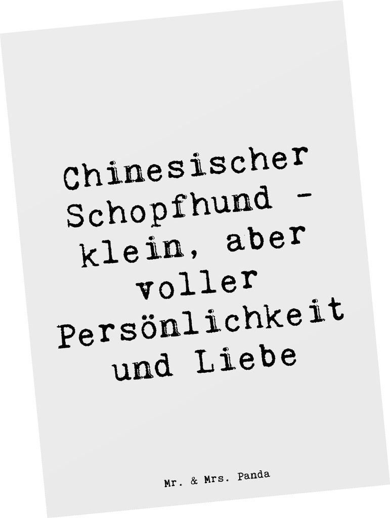 Mr. & Mrs. Panda Postkarte Spruch Chinesischer Schopfhund Liebe - Weiß - Geschenk, Ansichtskarten, Charakter Hunde, Hunderasse, Zärtlichkeit, mut...