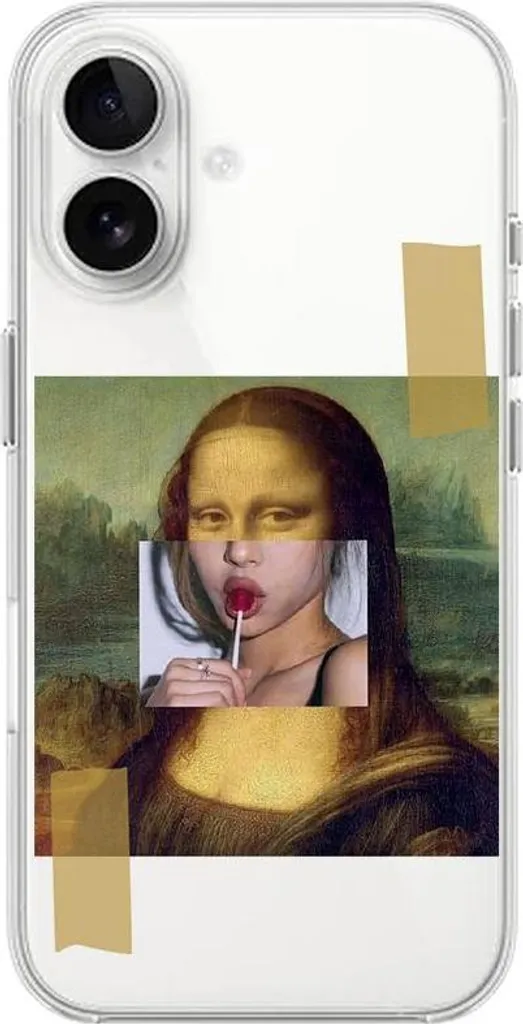 Custodia protettiva per iPhone 16, trasparente, design Monna Lisa
