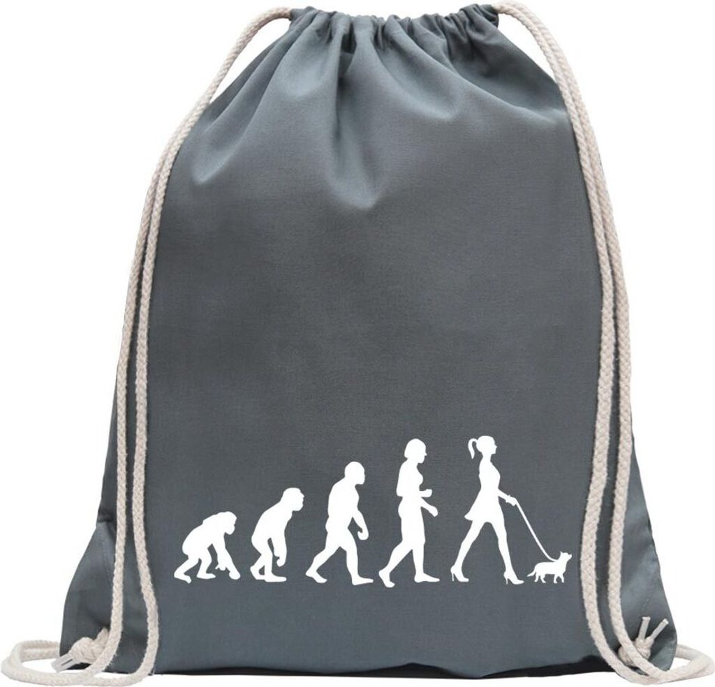 Kiwistar - Turnbeutel - stahlgrau - Evolution It-Girl Trend & Style - Fun Rucksack Sport Beutel Gymsack Baumwolle mit Ziehgurt