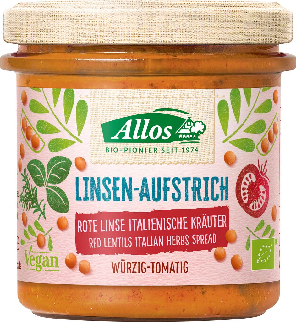 Allos - Roter Linsen-Aufstrich Italienische Kräuter - 140g