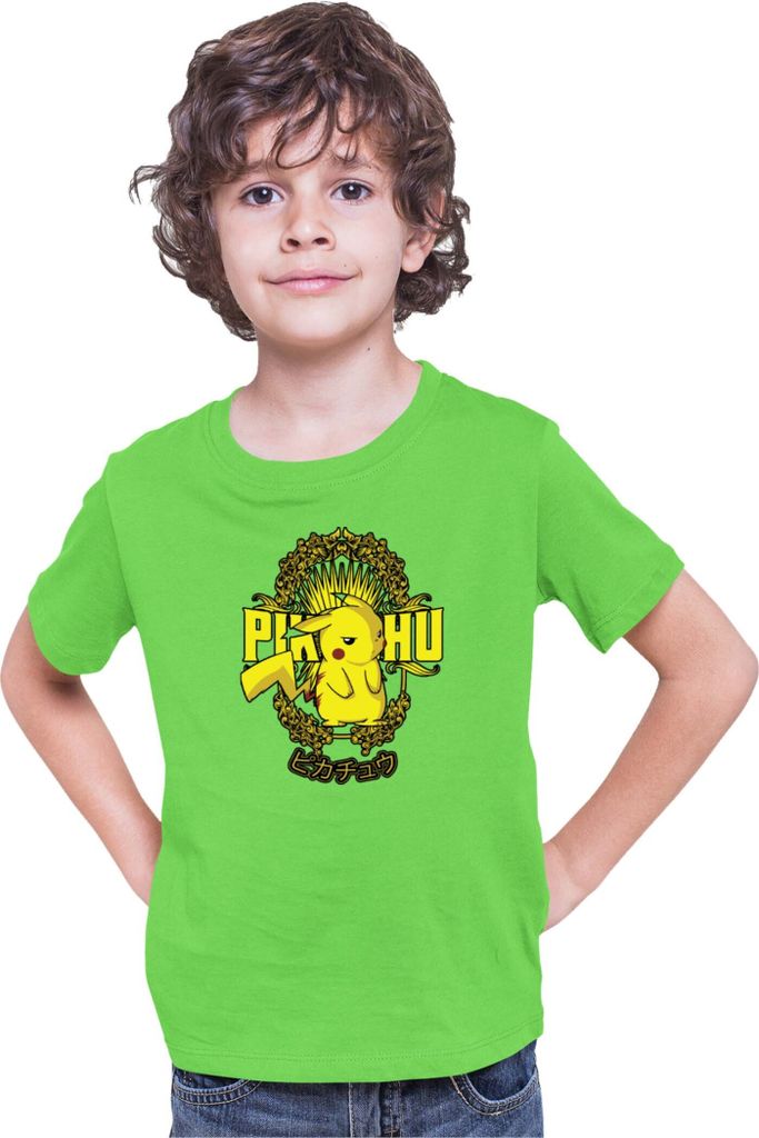 Kinder T-Shirt Japan Anime Manga Pokemon Pikachu 02 Raichu, 3-4 Jahr - 104 / Lime
