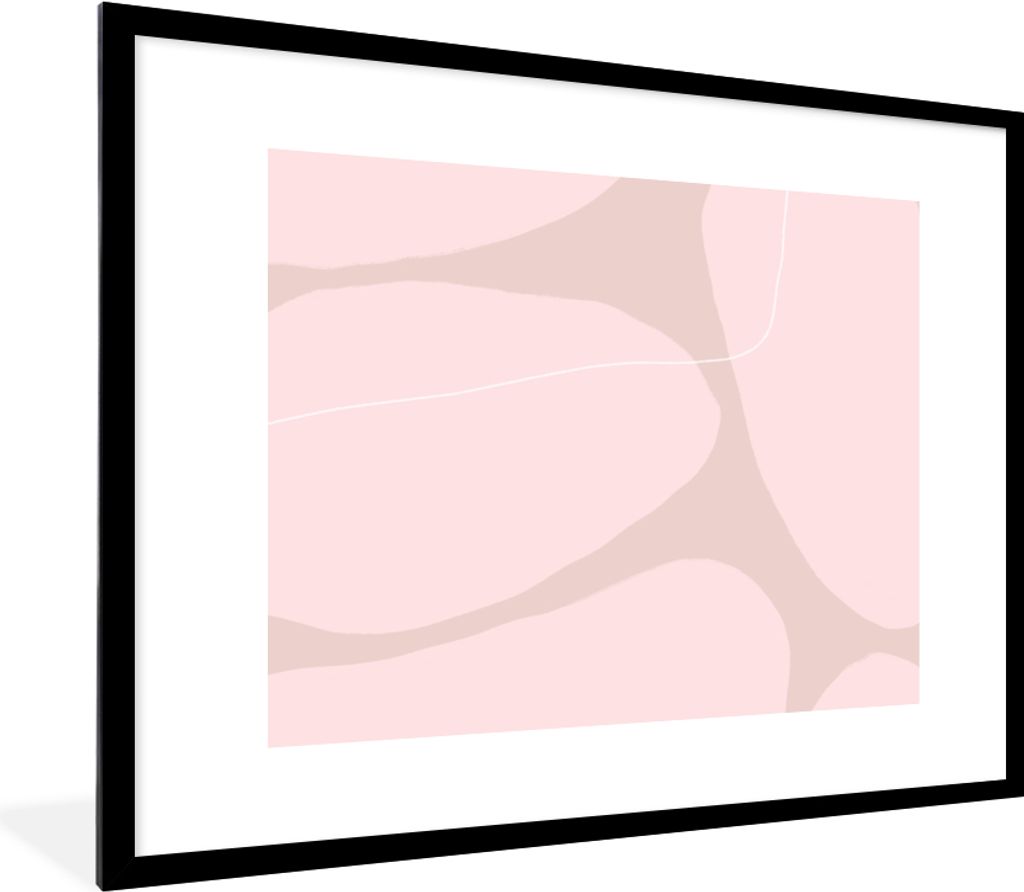 MuchoWow Gerahmtes Poster Rosa - Geometrische Formen - Abstrakt 80x60 cm - Poster mit Schwarzem Bilderrahmen Wandposter Rahmen Foto Bilder - Schl...