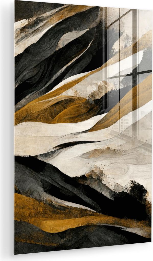 MuchoWow Glasbilder - Bilder auf Wandbild - Foto auf Glas Farbe - Landschaft - Braun - Schwarz 20x30 cm Wanddekoration aus Glas - Acrylglasbild - A...