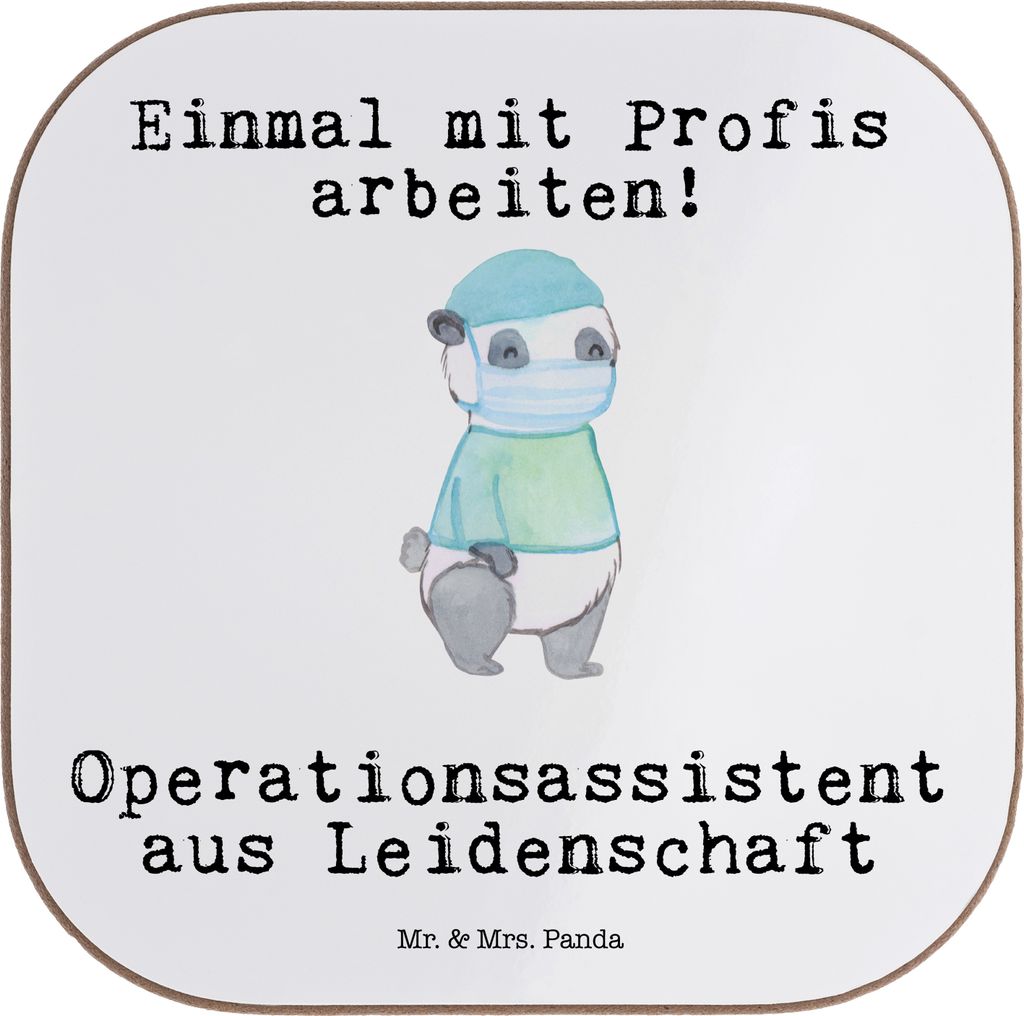 Mr. & Mrs. Panda Untersetzer für Gläser Operationsassistent Leidenschaft - Weiß - Geschenk, Glas, OTA, Operationstechnischer Assistent, Ausbildu...