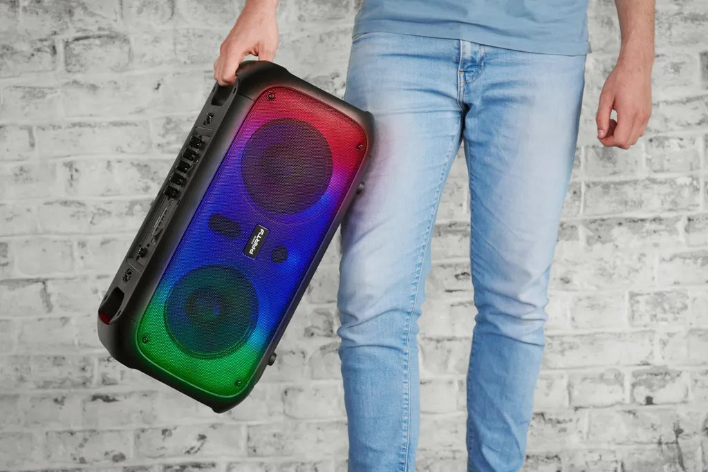 BigBen Interactive PARTYBTHPLH - Altoparlante Bluetooth potente, senza fili, luminoso, prese USB, MicroSD, AUX-IN, equalizzatore, potenza musicale 200W - 8