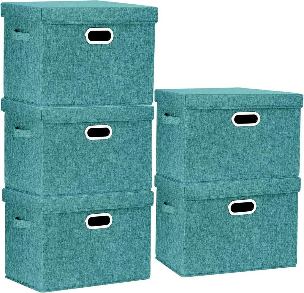 Lot de 5 Boîtes de Rangement avec Couvercle Aqua Deep 44x30x29 cm