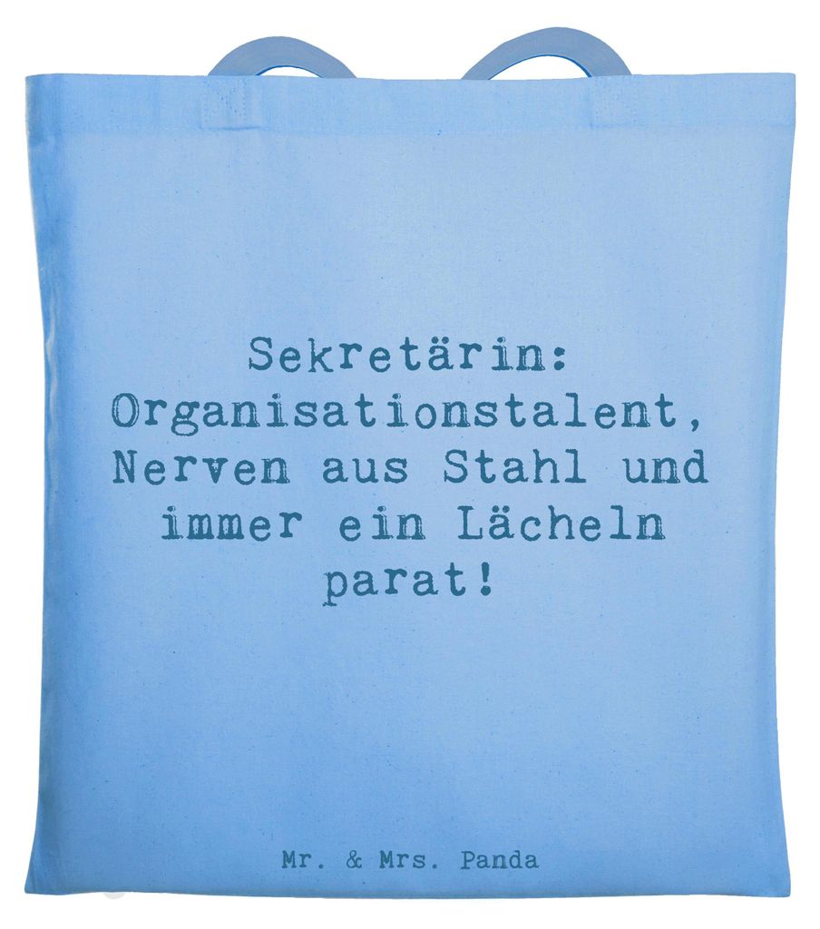 Mr. & Mrs. Panda Shopping Tasche Spruch Sekretärin Heldin - Sky Blue - Geschenk, Beruf, Sekretärinnen wertschätzen, Organisationstalent, Laptopt...