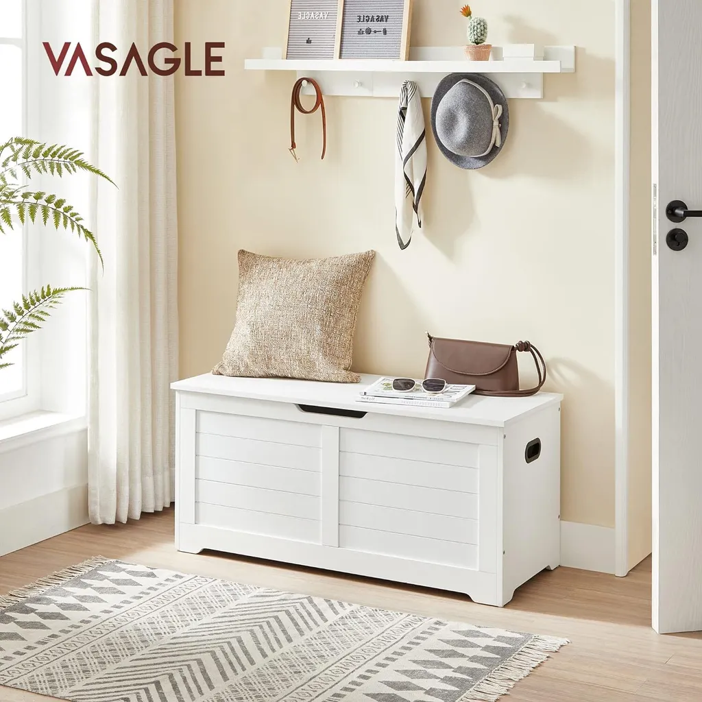 Grand Coffre de Rangement Blanc Mat 100 cm avec Charnières de Sécurité