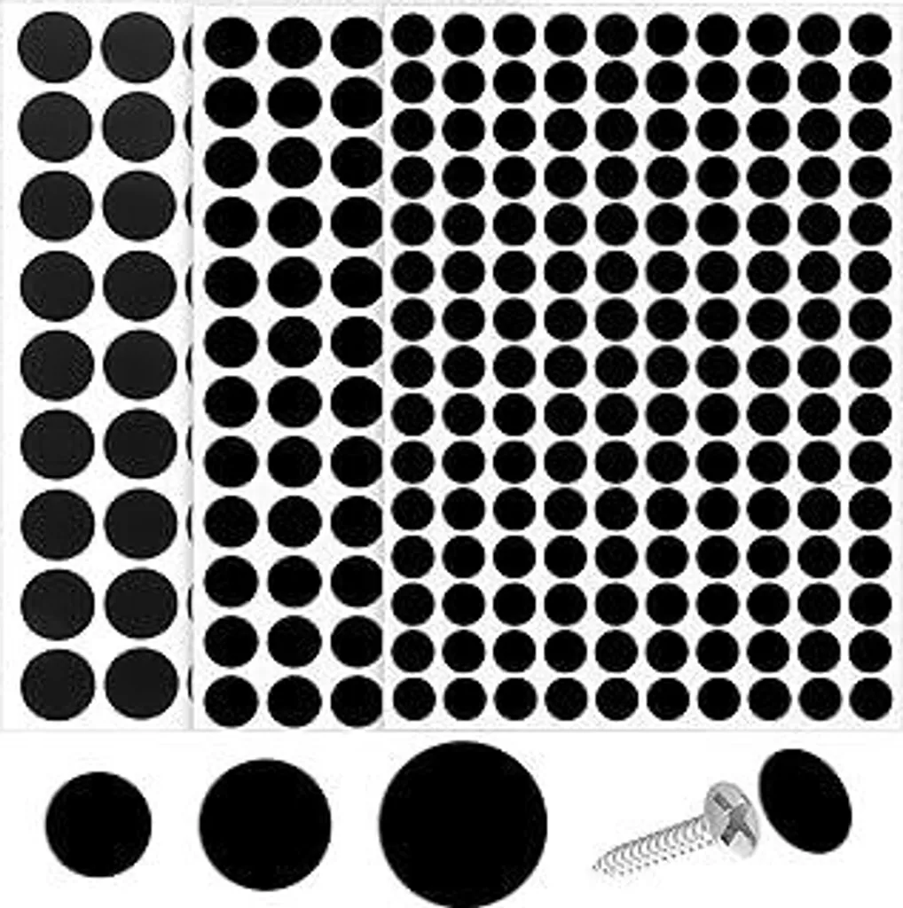 290 Copriviti Neri Autoadesivi 12/15/21mm - Kit Tappi Mobili Professionale