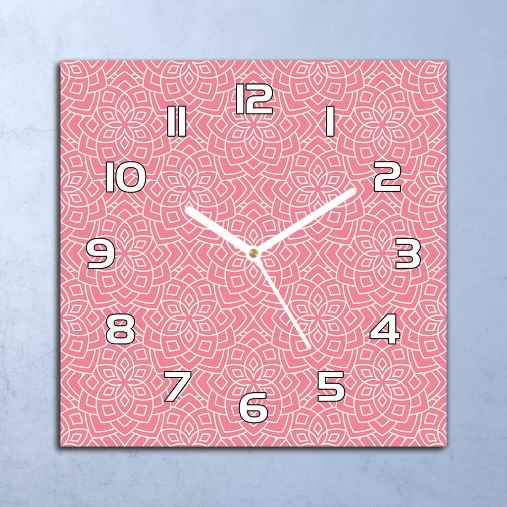 Deko Glasuhr Wanduhr 30x30 Geometrisches Rosa Quarz Küchenuhr Bürouhr