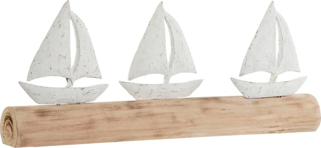 Objet Déco Yacht Blanc 62cm pour Habiller un Meuble de Salon Vide