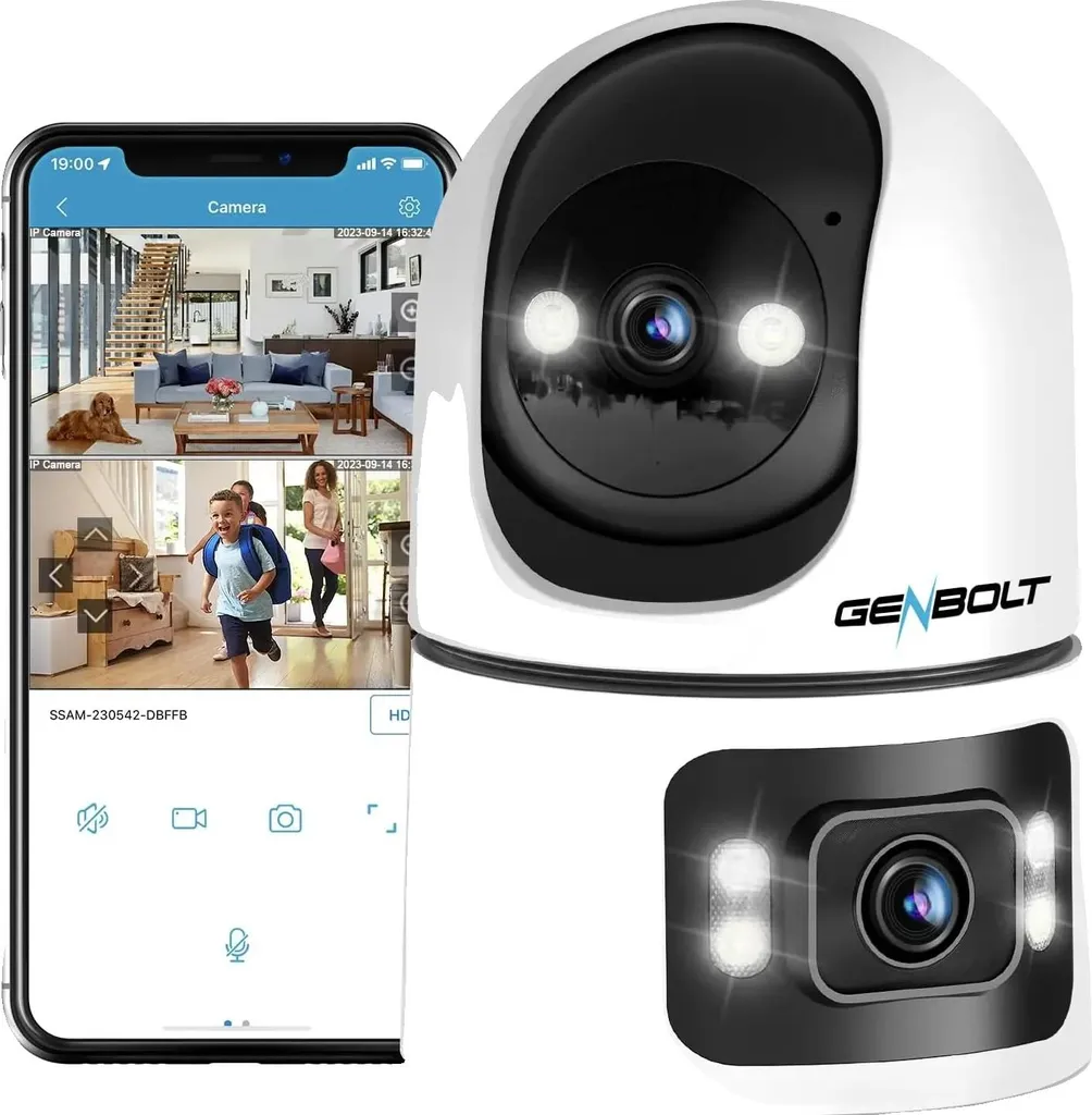 Caméra intérieure sans fil double optique 2MP avec audio bidirectionnel