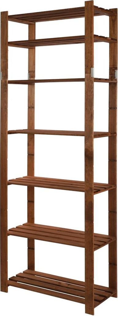 Holzregal PINEPEAK | HxBxT 220x80x38cm | 7 Fachboden | 1,2cm dickes Kiefernholz | Braun