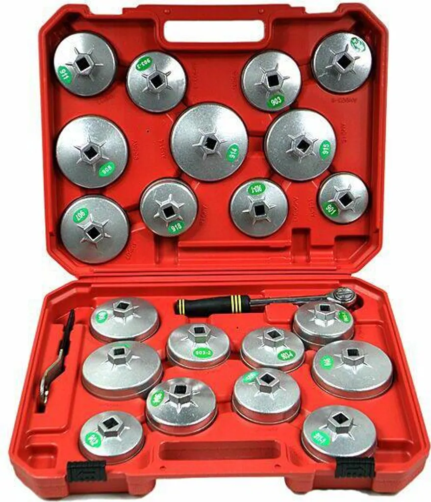Set 23 Prese Filtro Olio Argento | Chiavi a Tazza Alluminio Professionale