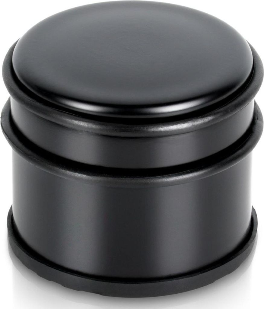 Vilde | Edelstahl Türstopper - Door-Stopper - 9,5 cm - Schwarz - versehen mit Gummiring zum Schutz der Türen