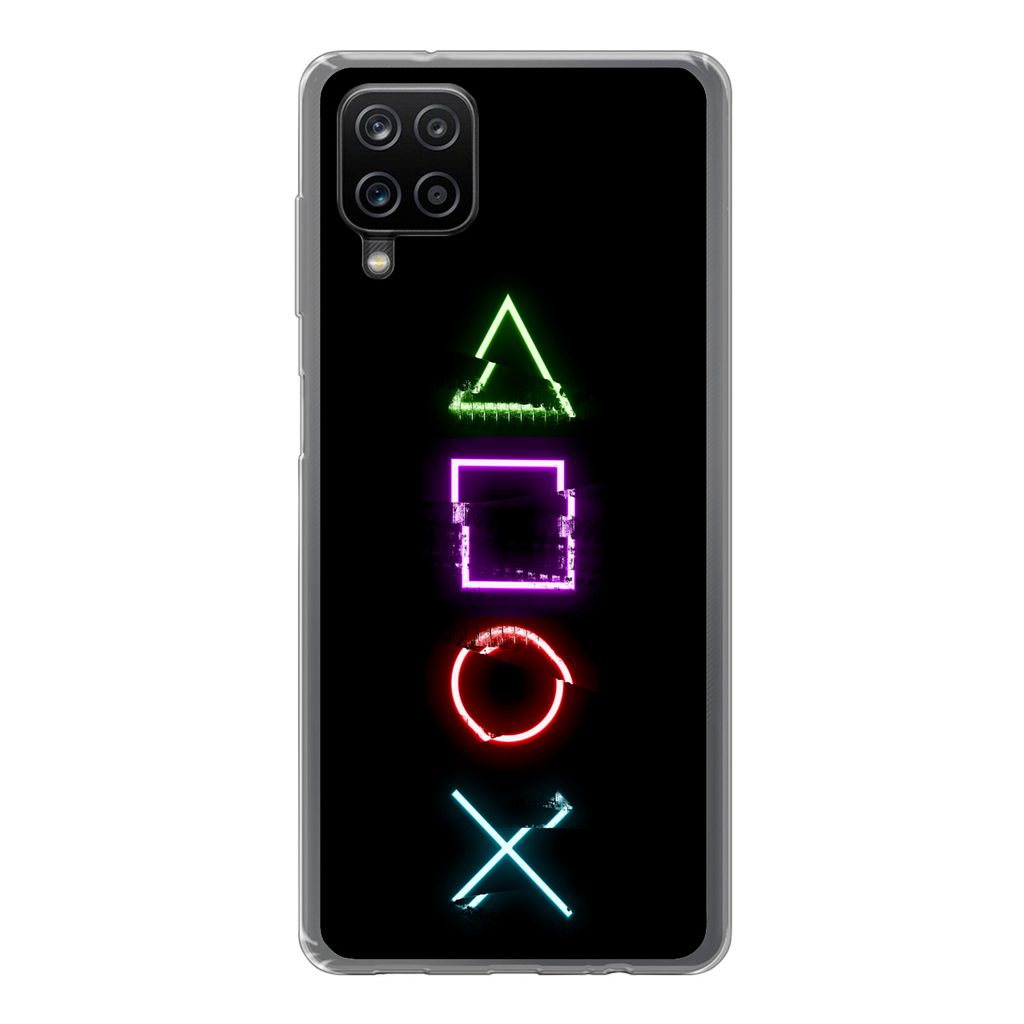 MuchoWow Handyhülle Schutzhülle Hülle für Samsung Galaxy A12 Spiele - Controller - Neon Silikon Softcase Handy Hülle - Bild
