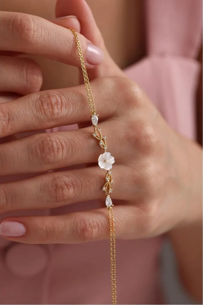 Bracelet Magnolia Argent 925 Anti-Allergie - Bijou Durable pour Femme