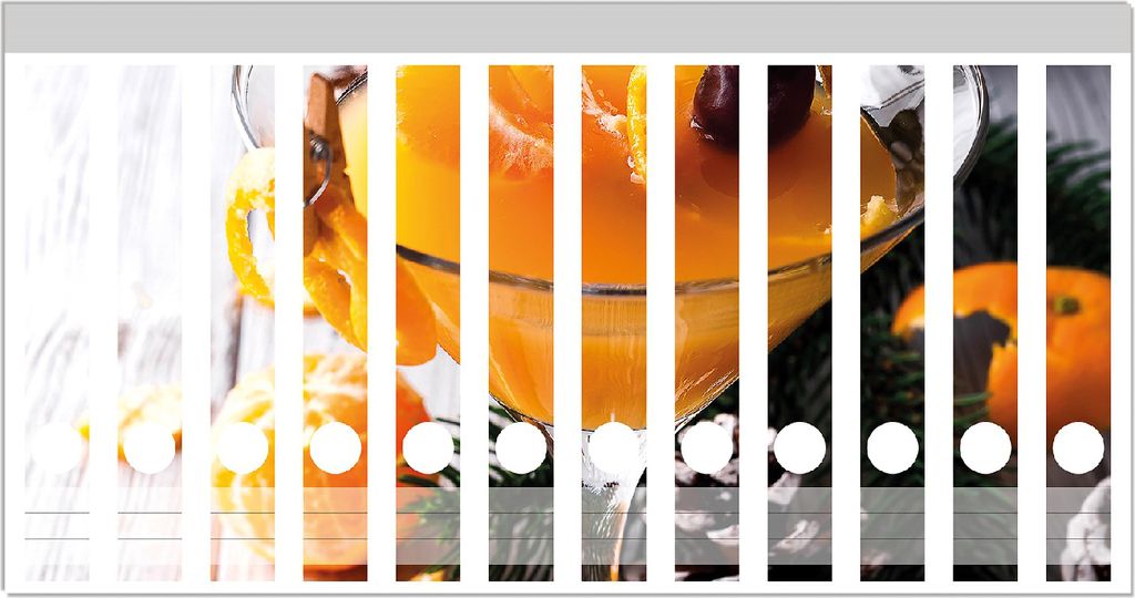 Wallario Ordnerrücken Sticker, selbstklebend für schmale Ordner, 12 Stück, Motiv Winterlicher Cocktail in orange