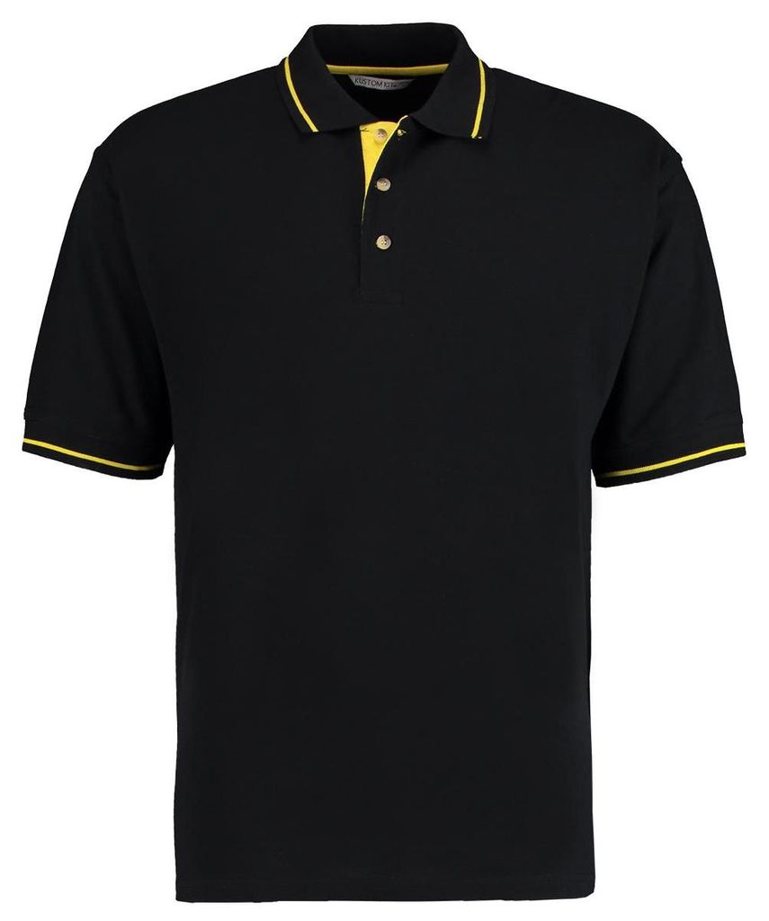 Kustom Kit St.Mellion Herren Polo-Shirt, Kurzarm FK449 (S) (Schwarz/Gelb)