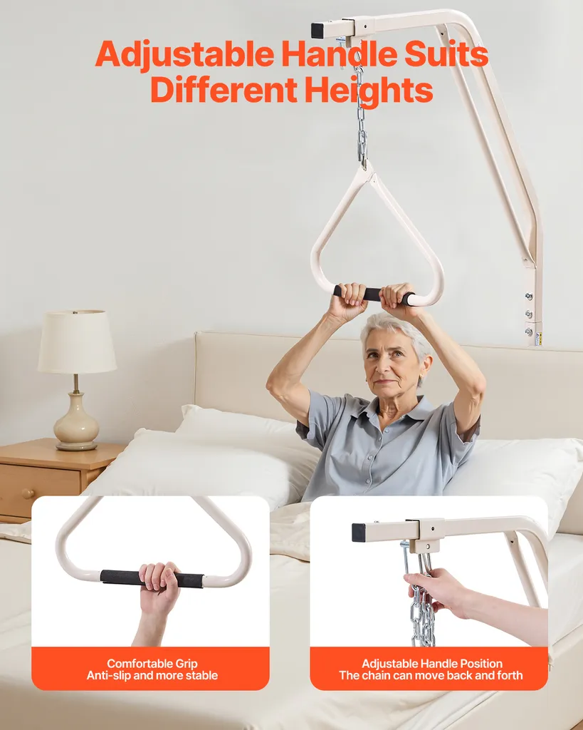 Aide à la Verticalisation de Lit Robuste 113 kg avec Pinces de Fixation - 4