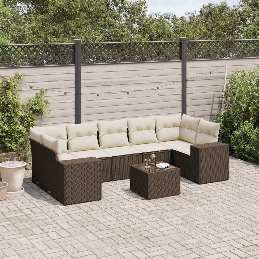 Maison Exclusive - 8-tlg. Garten-Sofagarnitur mit Kissen Braun Poly Rattan