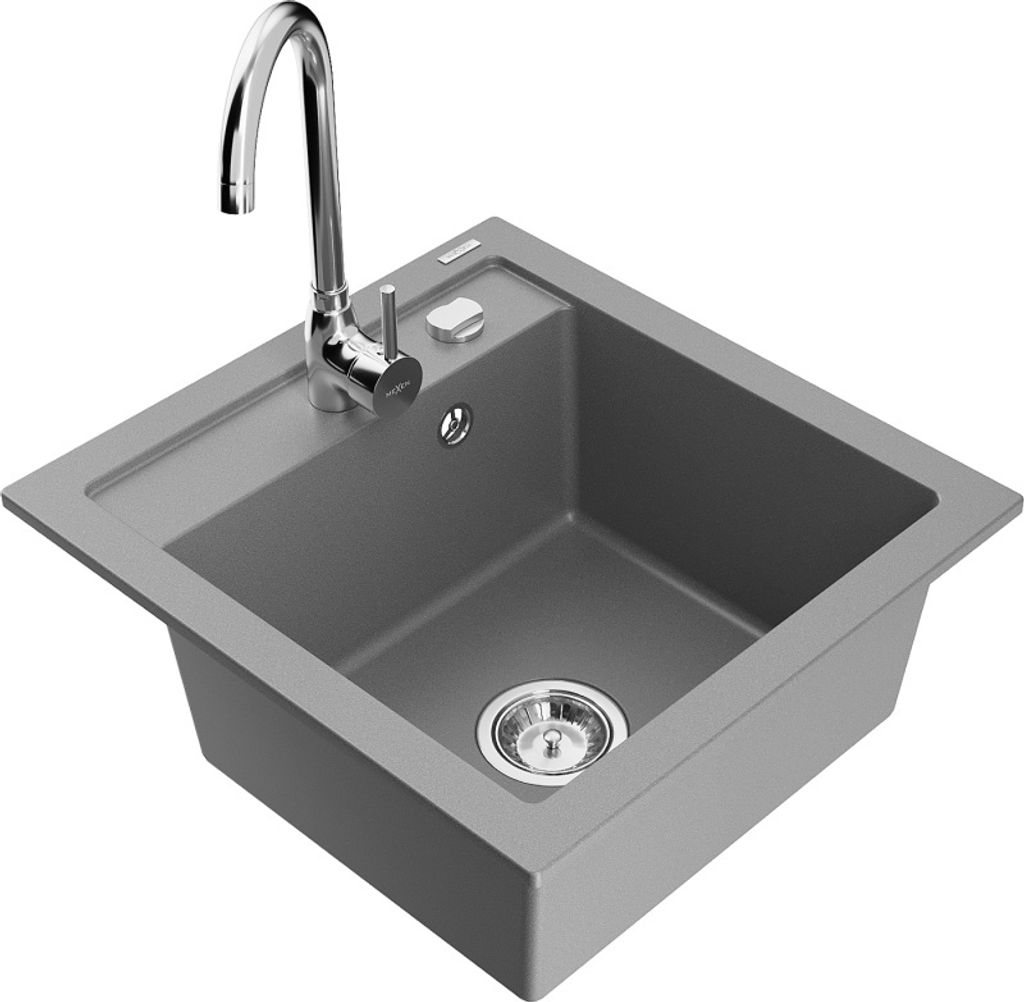 Mexen Vito 1-Becken-Granit-Spüle mit Mischbatterie Telma, Grau - 6503-71-670200-00
