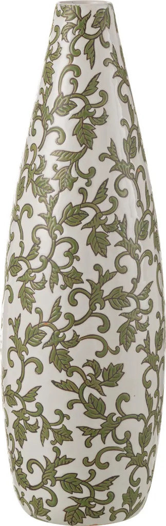 Vase Fleur Yezi J-Line Porcelaine Vert et Blanc pour Bouquet de Fleurs