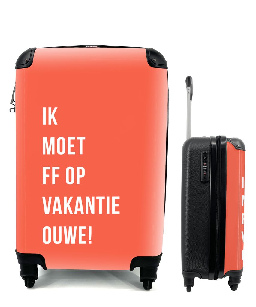 MuchoWow Koffer Handgepäck Trolley Rollkoffer Kleine Reisekoffer mit 4 Rollen - Zitate - Ich muss in den Urlaub fahren, alter Mann! - Orange - C...