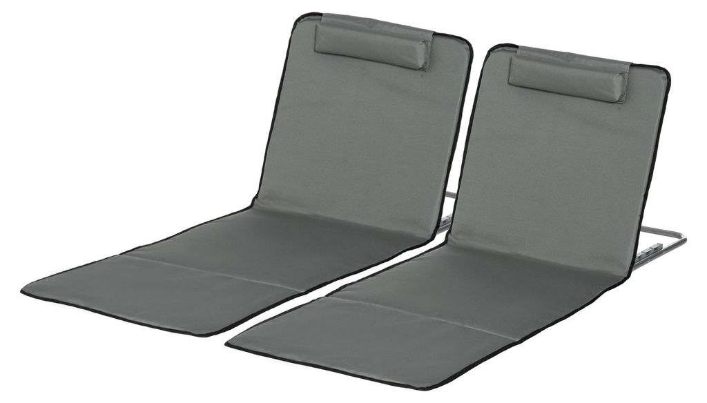 2er-Set Strandmatte, verstellbar, faltbar, 124L x 53B x 37-50H cm, Grau