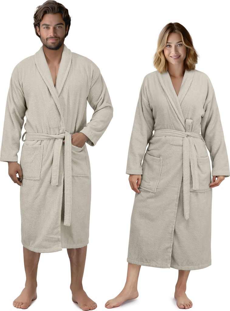 HOMELEVEL Bademantel Frottee Damen Herren - Extra saugfähig - 100% Baumwolle - Leichter Bademantel für u.a. Sauna - Kimono-Design - 2 Seitentasch...