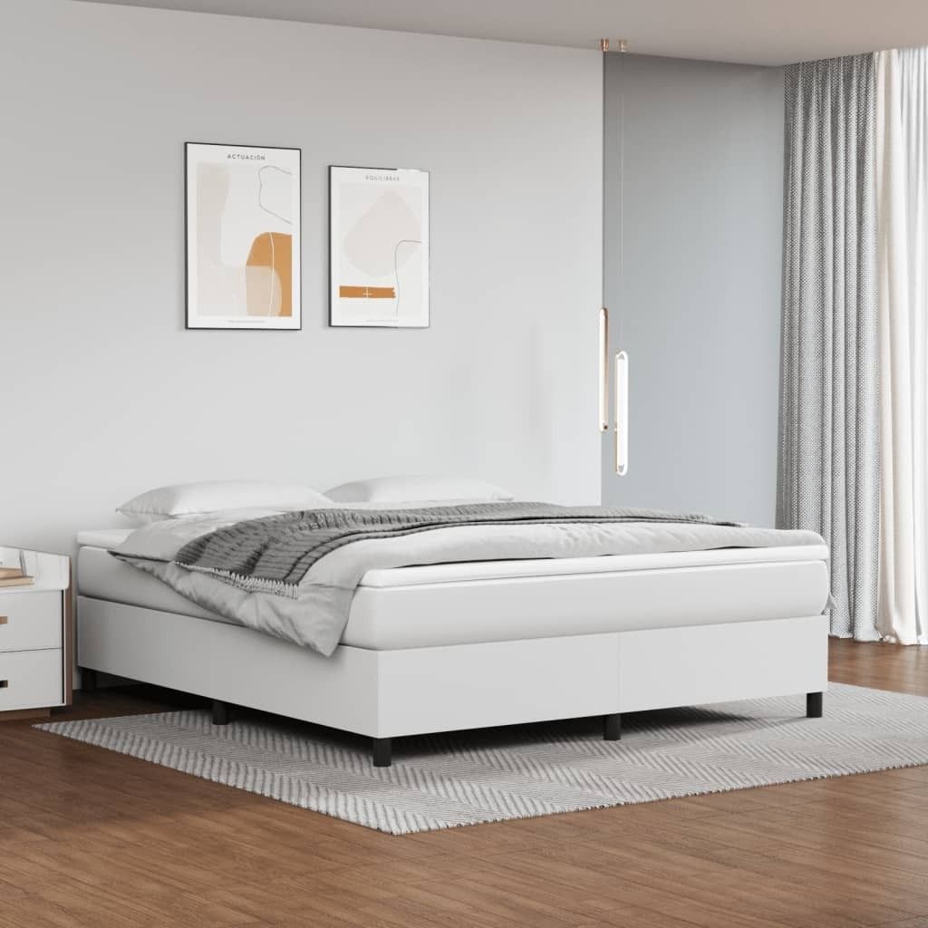 The Living Store Boxspringbett mit Matratze Weiß 180x200 cm Kunstleder