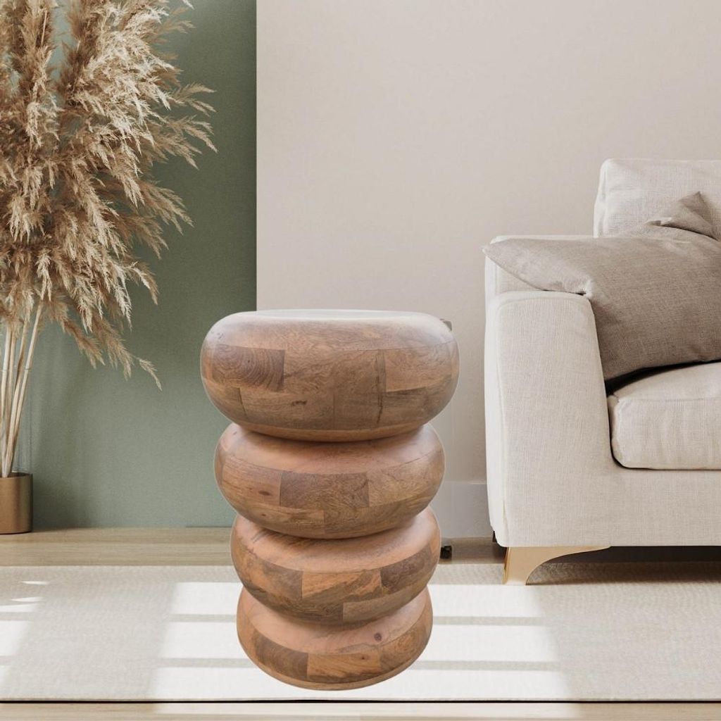 Massivholz Beistelltisch KITAR-A 50cm Mangoholz natural Handmade