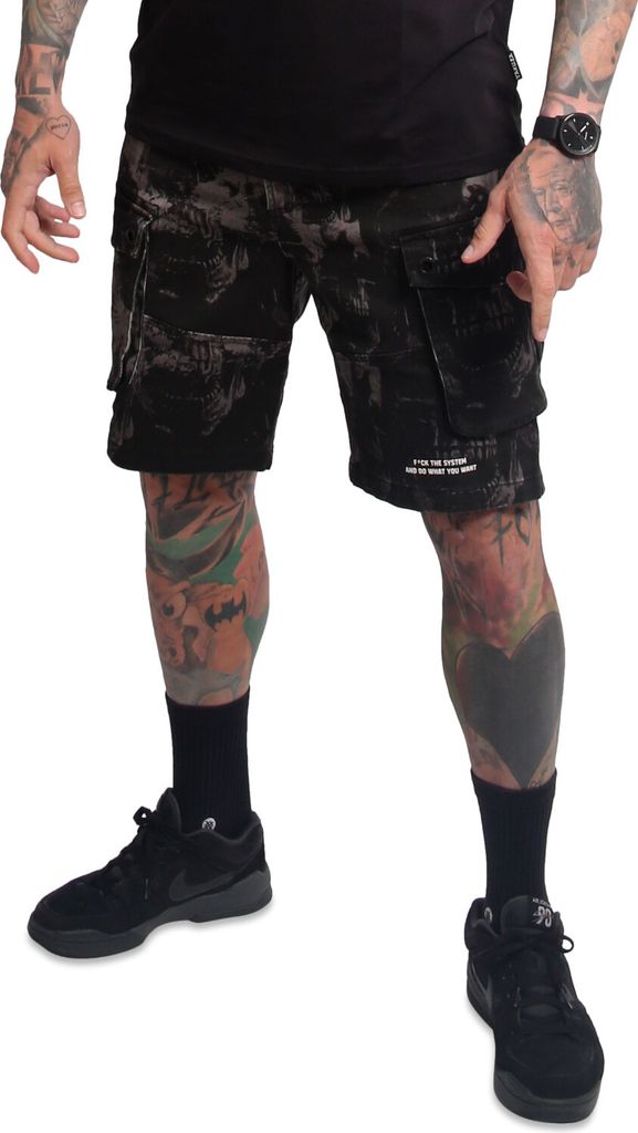 Yakuza Herren Rockstarz Cargo Shorts, Schwarz, 30W