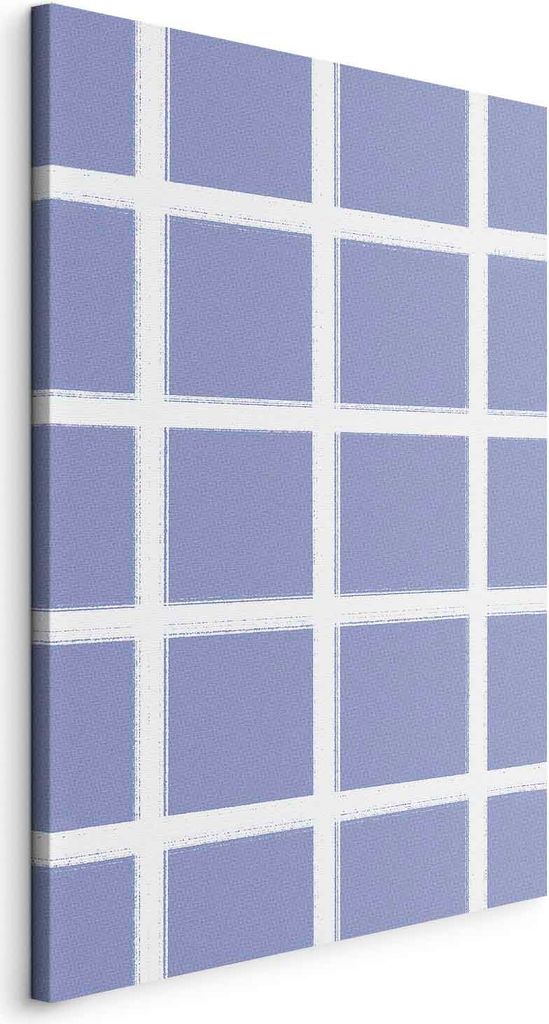 Italienischer Leinwand Leinwandbild - Lines and Symmetry - Expressive White Grid on a Blue Background 20x30 cm Muster f-A-10208-b-a