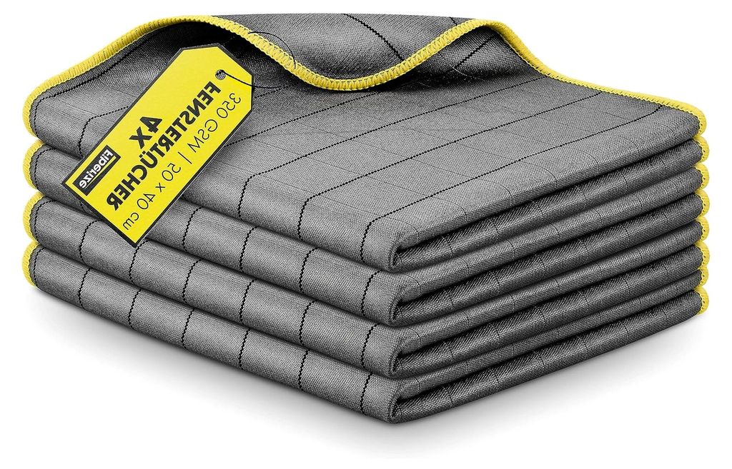 Carbontücher (4er Set) - Fenstertücher für klare Autoscheiben ohne Streifen und Schlieren - fusselfreie Carbon Mikrofasertücher für Auto und F...
