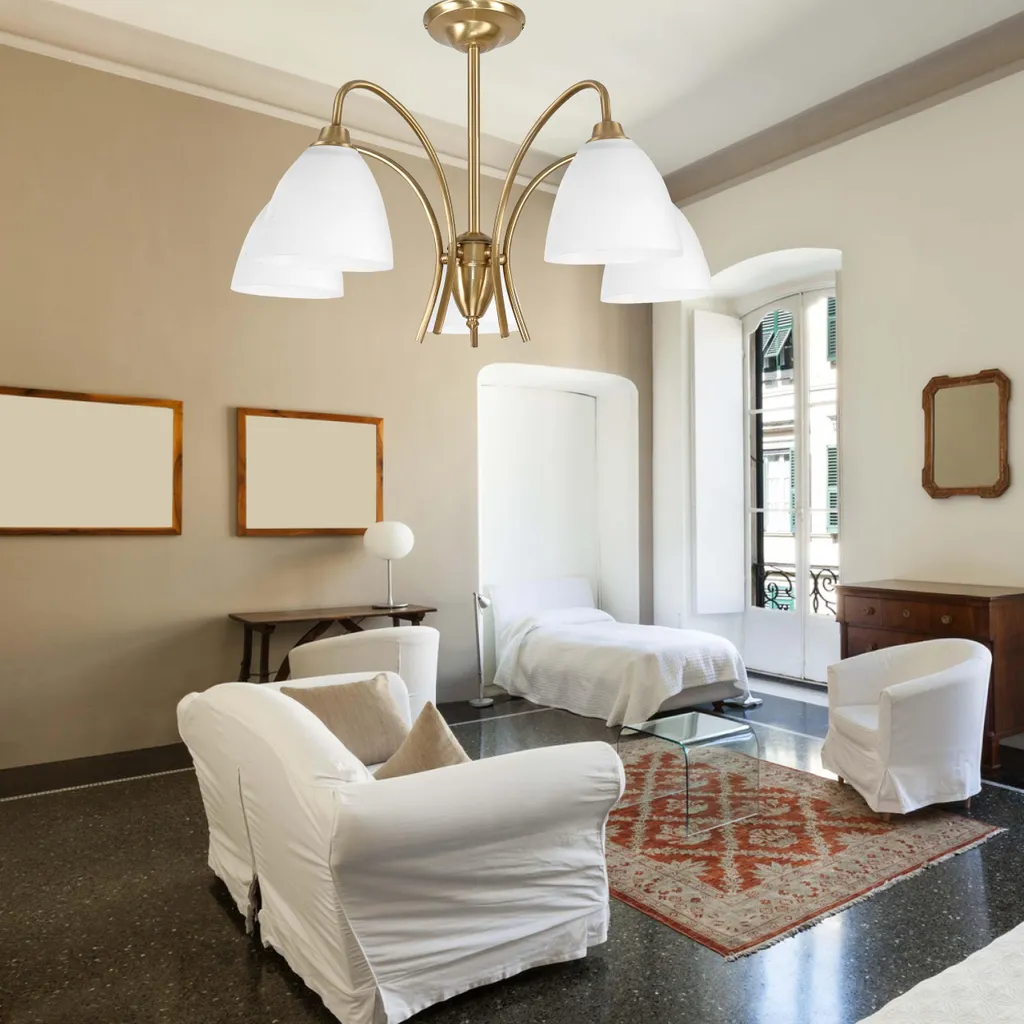 Luminaire de plafond classique LISA en acier patiné avec diffuseurs blancs - 3