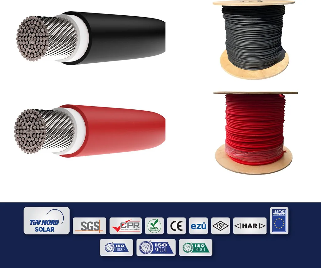 Câble Solaire 6mm2 H1Z2Z2-K Résistant aux UV Rouge 50m NAK Haute Qualité