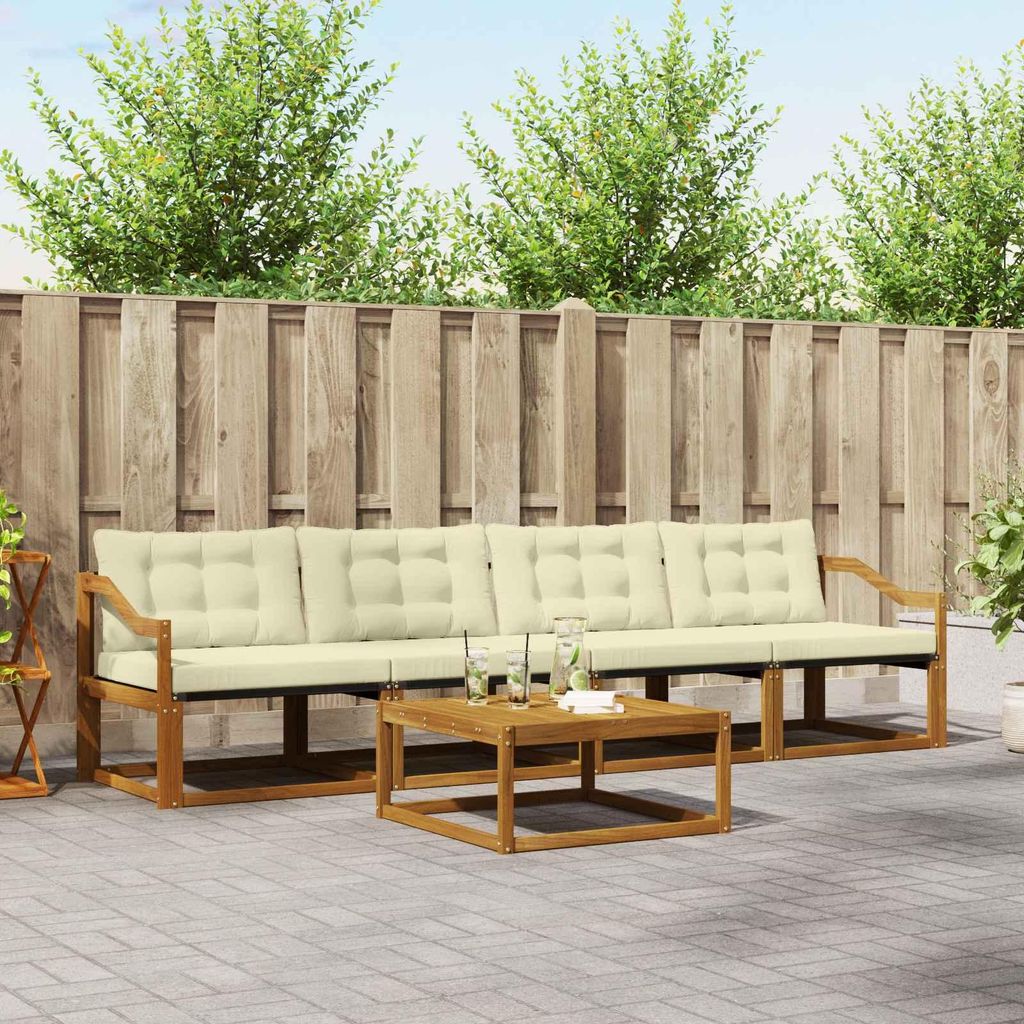 "Neues Produkt" Outdoor-Sofagarnitur ANTI-UV - CLORIS - mit Kissen - 5 pcs - Natur und Creme - Modern Gartensofas V651