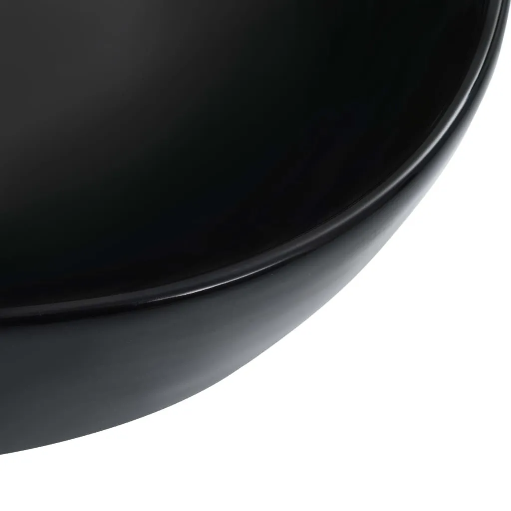 Lavabo vidaXL 45,5 x 32 x 13 cm en céramique noire pour salle de bain - 4